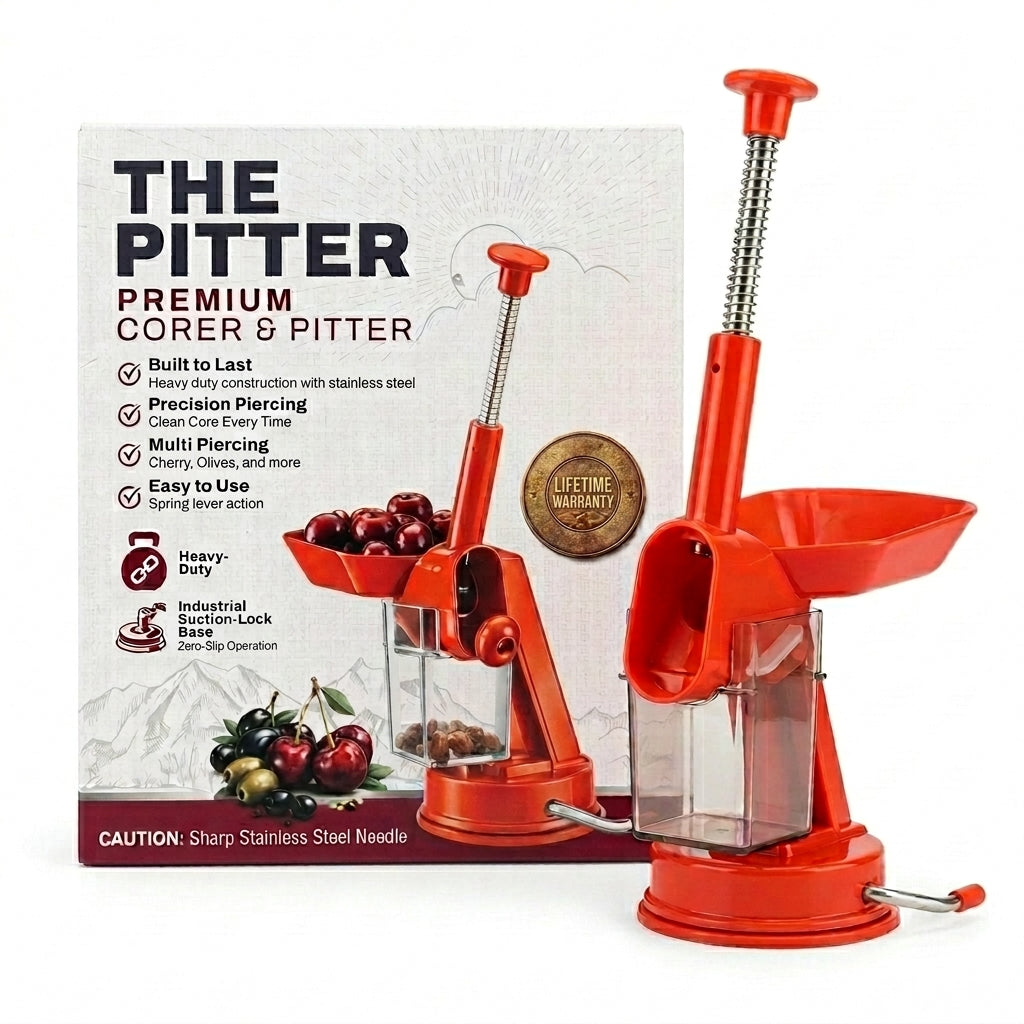 The Pitter by BakeBarn - High Capacity Cherry Pitter, Olive Corer