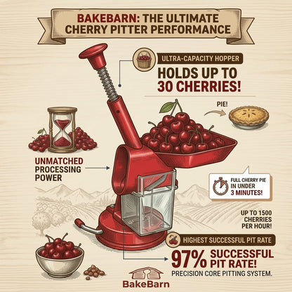 The Pitter by BakeBarn - High Capacity Cherry Pitter, Olive Corer